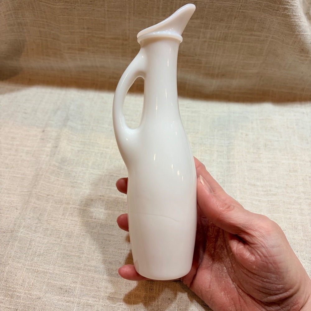 Vintage White Milk Glass Pitcher Creamer Small Carafe Bud Vase